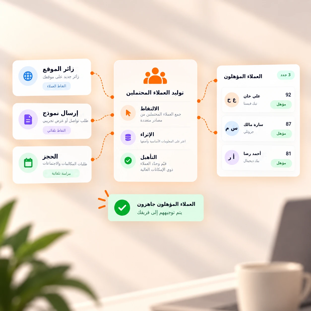 مركز إثراء العملاء المحتملين يوجّه إلى البريد والاتصال والإعلانات
