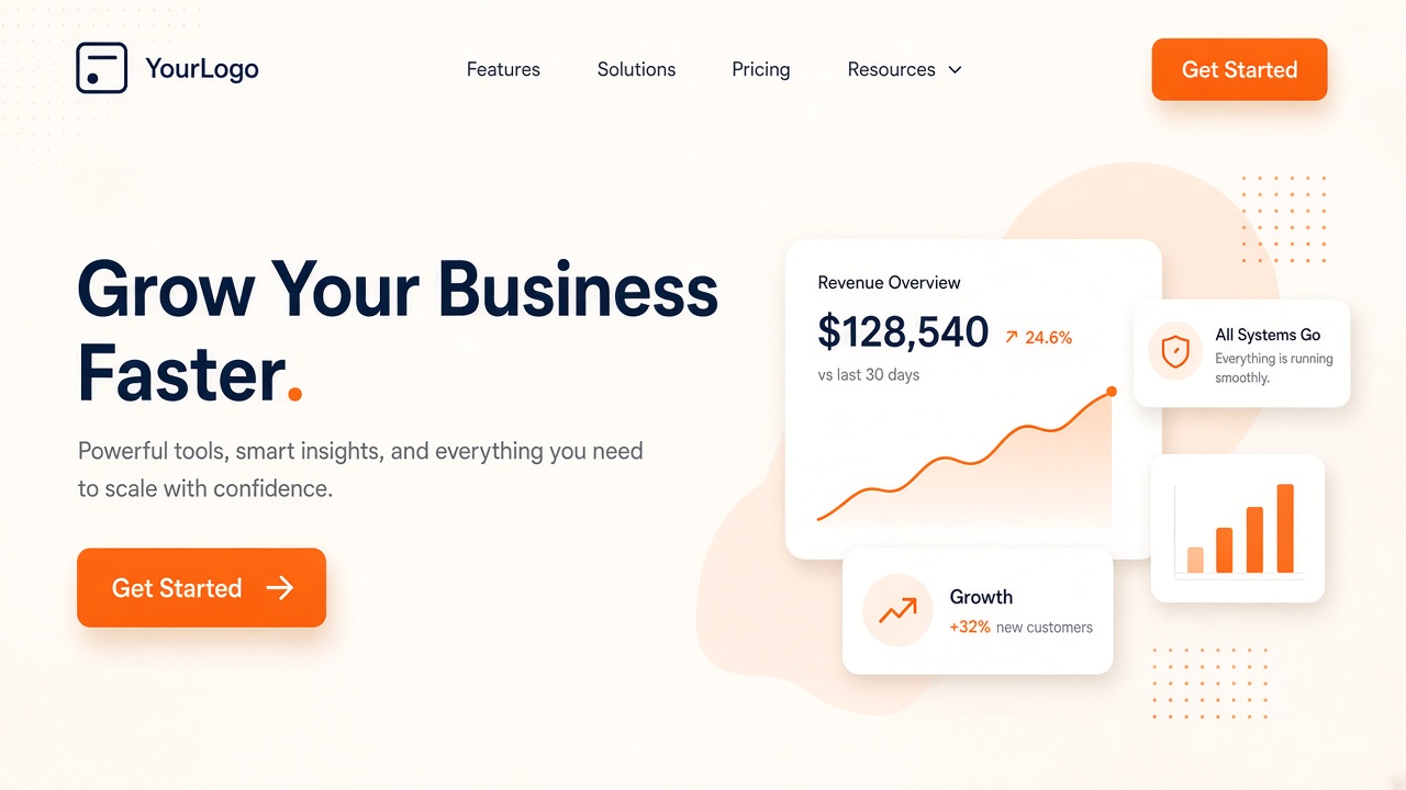 Business website with Helmara support widget in the corner